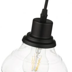 Theodore 1-Light Black Mini Pendant with Clear Glass Shade by OVE Decors 12 Theodore 1-Light Black Mini Pendant with Clear Glass Shade by OVE Decors -Kenroy Home Sales black ove decors pendant lights 15lpe the106 pb 1f 1000