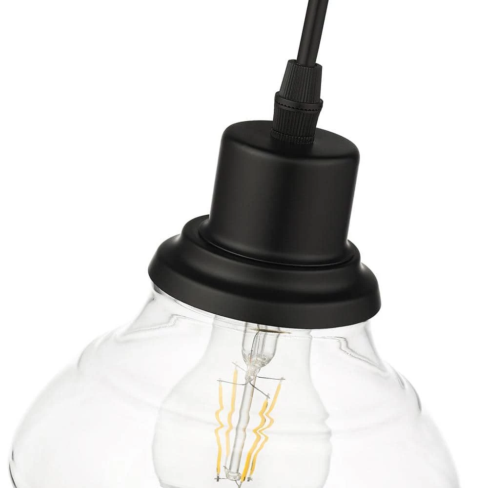 Theodore 1-Light Black Mini Pendant with Clear Glass Shade by OVE Decors 7 Theodore 1-Light Black Mini Pendant with Clear Glass Shade by OVE Decors - Image 5