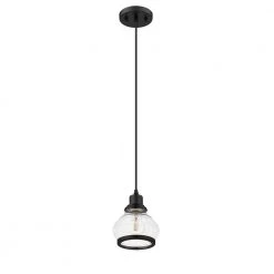 Theodore 1-Light Black Mini Pendant with Clear Glass Shade by OVE Decors 11 Theodore 1-Light Black Mini Pendant with Clear Glass Shade by OVE Decors -Kenroy Home Sales black ove decors pendant lights 15lpe the106 pb 4f 1000
