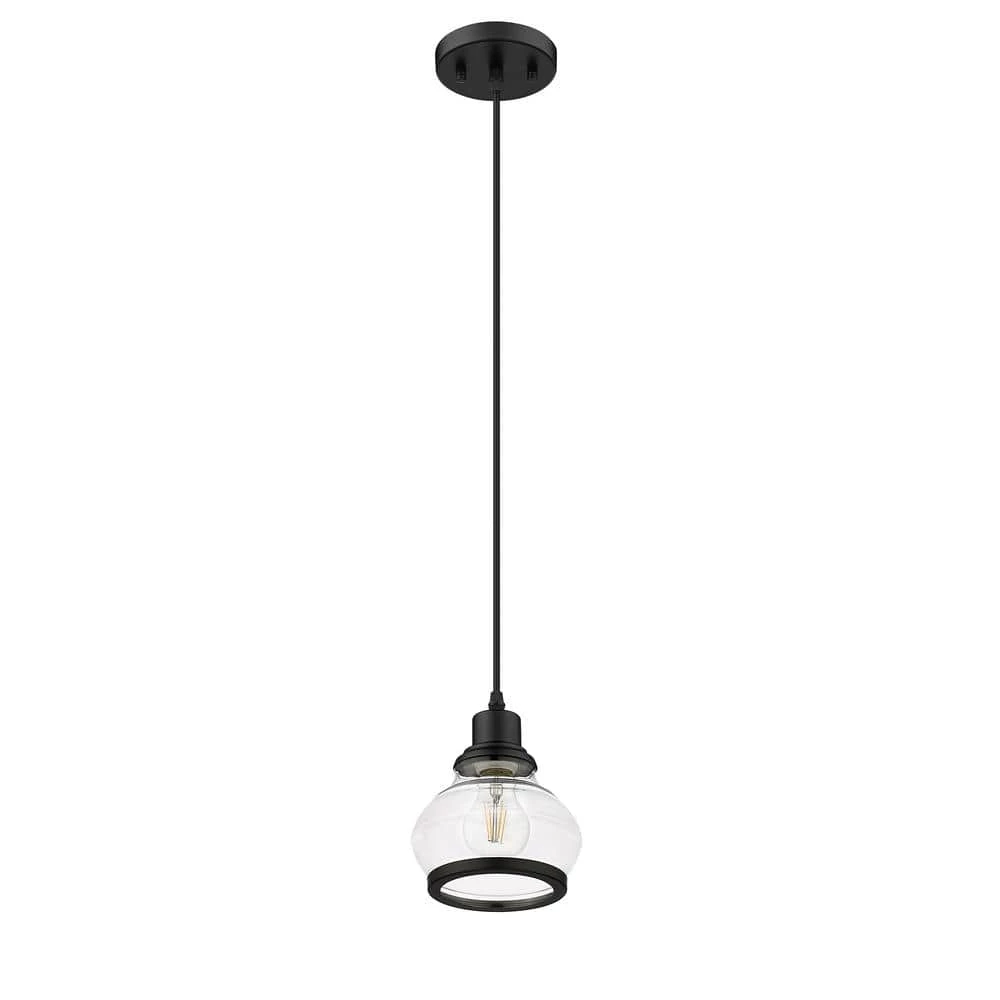Theodore 1-Light Black Mini Pendant with Clear Glass Shade by OVE Decors 6 Theodore 1-Light Black Mini Pendant with Clear Glass Shade by OVE Decors - Image 4