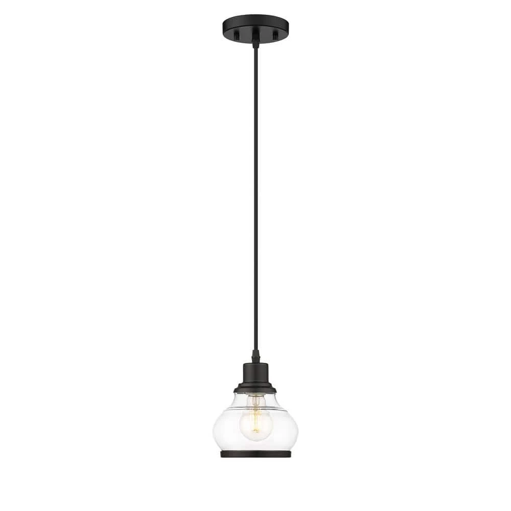 Theodore 1-Light Black Mini Pendant with Clear Glass Shade by OVE Decors 3 Theodore 1-Light Black Mini Pendant with Clear Glass Shade by OVE Decors