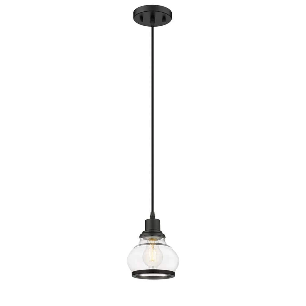 Theodore 1-Light Black Mini Pendant with Clear Glass Shade by OVE Decors 5 Theodore 1-Light Black Mini Pendant with Clear Glass Shade by OVE Decors - Image 3