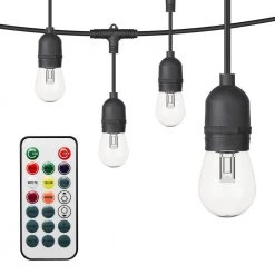 Outdoor 24 ft. Plug-In S14 Bulbs RGB String Light II with Remote Control by OVE Decors 18 Outdoor 24 ft. Plug-In S14 Bulbs RGB String Light II with Remote Control by OVE Decors -Kenroy Home Sales black ove decors string lights 15lst s14224 rb fa 1000