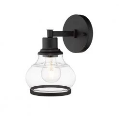 Theodore 6 in. 1-Light Black Vanity Light with Clear Glass Shade by OVE Decors -Kenroy Home Sales black ove decors vanity lighting 15lva the506 pb 4f 1000