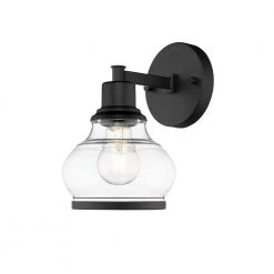 Theodore 6 in. 1-Light Black Vanity Light with Clear Glass Shade by OVE Decors -Kenroy Home Sales black ove decors vanity lighting 15lva the506 pb c3 1000