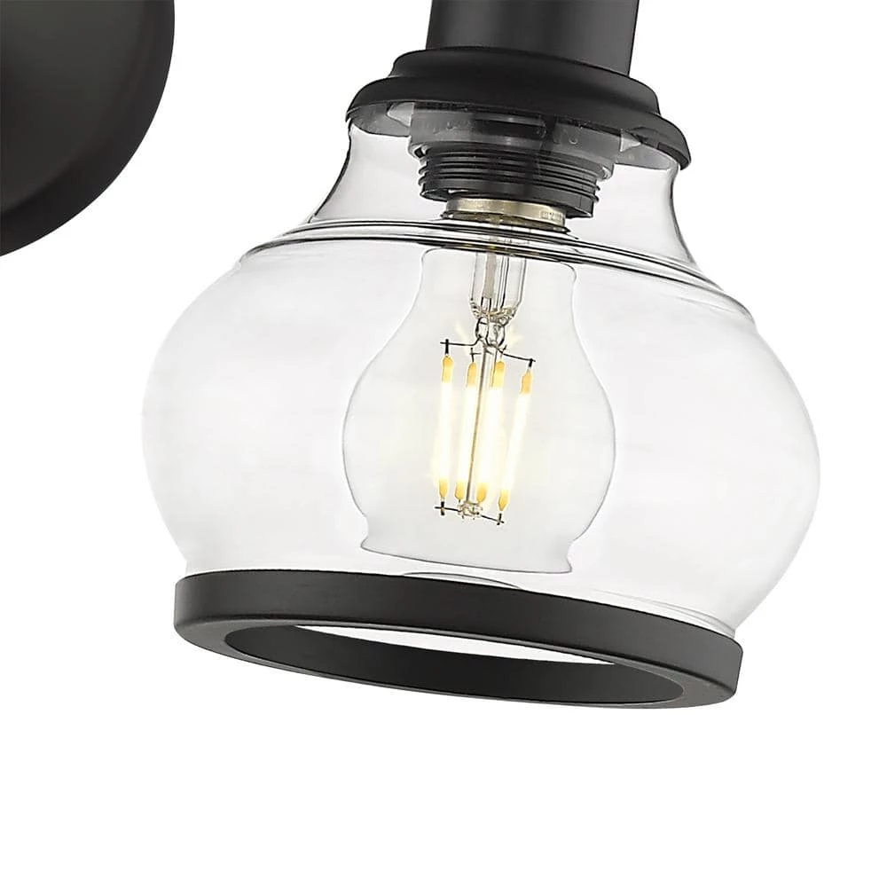 Theodore VIII 7.1 in, Painted Black Bathroom Vanity Light with Clear Glass Shades by OVE Decors 7 Theodore VIII 7.1 in, Painted Black Bathroom Vanity Light with Clear Glass Shades by OVE Decors - Image 5