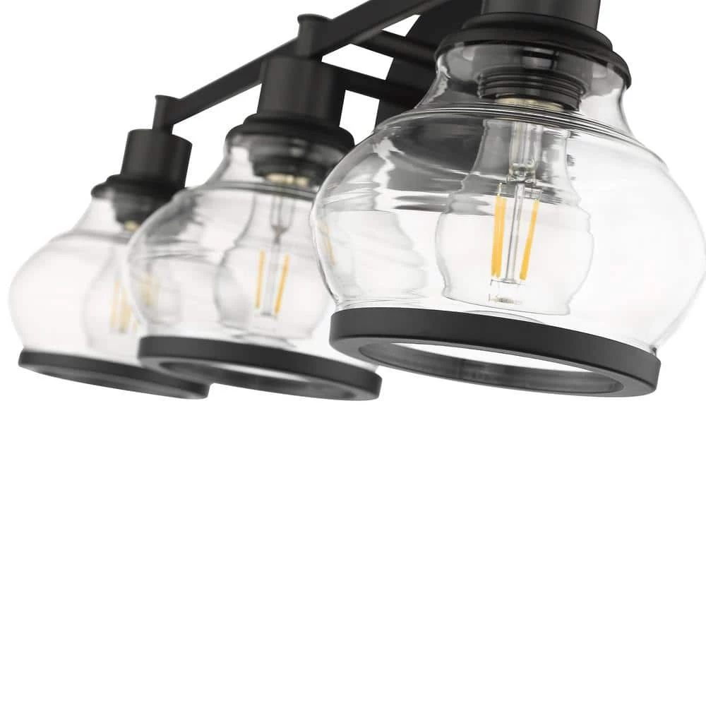 Theodore VIII 7.1 in, Painted Black Bathroom Vanity Light with Clear Glass Shades by OVE Decors 5 Theodore VIII 7.1 in, Painted Black Bathroom Vanity Light with Clear Glass Shades by OVE Decors - Image 3