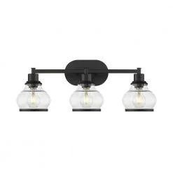 Theodore VIII 7.1 in, Painted Black Bathroom Vanity Light with Clear Glass Shades by OVE Decors