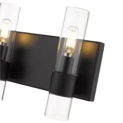 Bruce III 3-Light Black Vanity Light with Clear Glass Shades by OVE Decors -Kenroy Home Sales black ove decors vanity lighting 15lvar bru318 p 44 1000