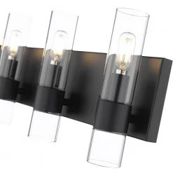 Bruce IV 24.4 in. W 4-Light Black Vanity Light with Clear Glass Shades by OVE Decors -Kenroy Home Sales black ove decors vanity lighting 15lvar bru524 p fa 1000