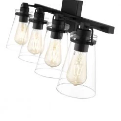 Clark IV 24.4 in. W 4-Light Black Vanity Light with Clear Glass Shades by OVE Decors -Kenroy Home Sales black ove decors vanity lighting 15lvar cla424 p 44 1000