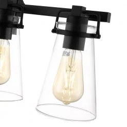 Clark IV 24.4 in. W 4-Light Black Vanity Light with Clear Glass Shades by OVE Decors -Kenroy Home Sales black ove decors vanity lighting 15lvar cla424 p fa 1000