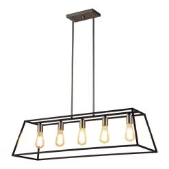 Agnes II 5-Light Black and Silver Pendant by OVE Decors