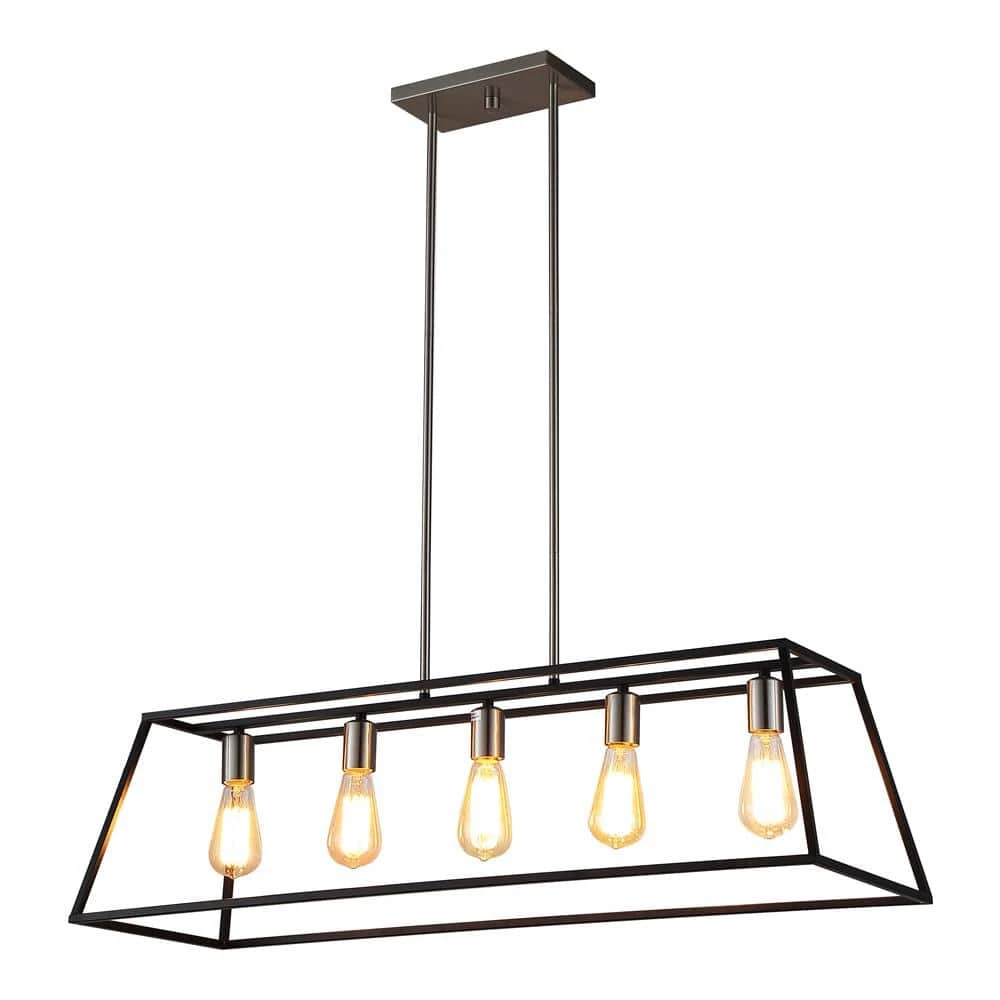 Agnes II 5-Light Black and Silver Pendant by OVE Decors 3 Agnes II 5-Light Black and Silver Pendant by OVE Decors