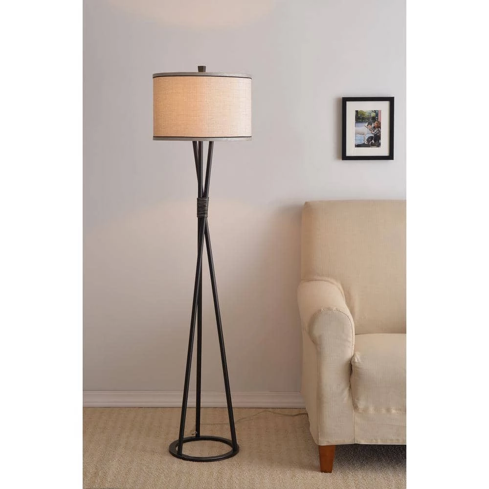 Mariah 60 in. Black Floor Lamp with Silver Accents by Kenroy Home 4 Mariah 60 in. Black Floor Lamp with Silver Accents by Kenroy Home - Image 2