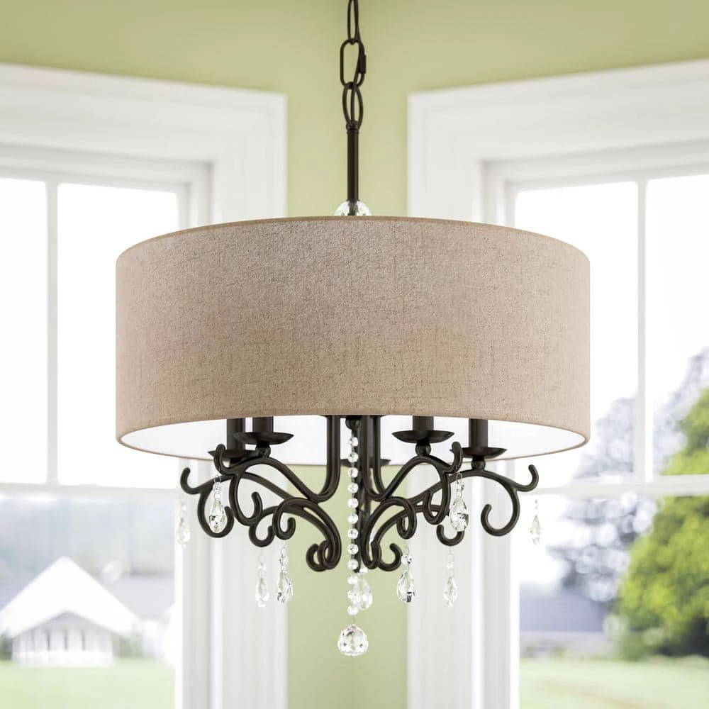 Lucille 5-Light Bronze Chandelier with Cotton Fabric Shade by Kenroy Home 6 Lucille 5-Light Bronze Chandelier with Cotton Fabric Shade by Kenroy Home - Image 4