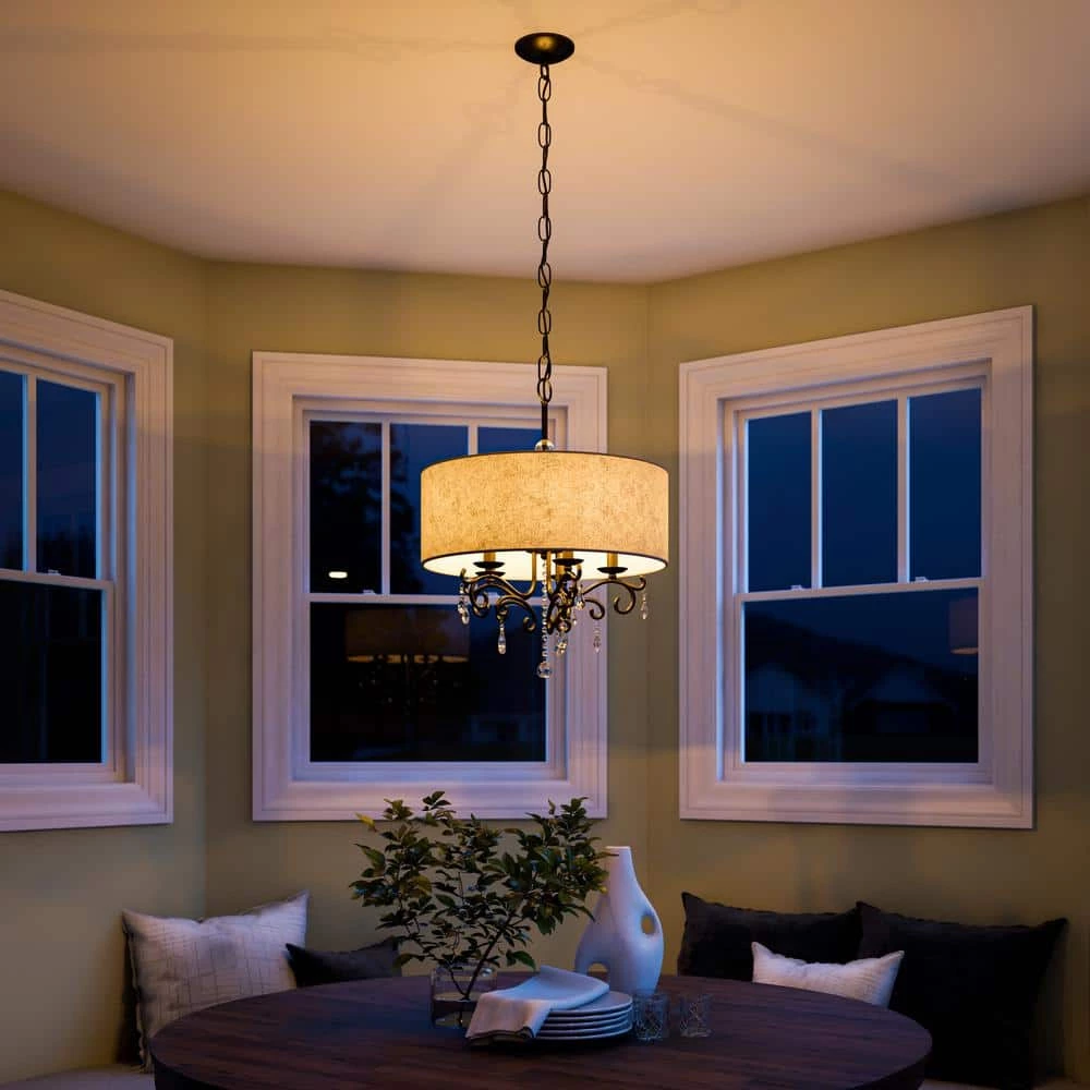 Lucille 5-Light Bronze Chandelier with Cotton Fabric Shade by Kenroy Home 10 Lucille 5-Light Bronze Chandelier with Cotton Fabric Shade by Kenroy Home - Image 8