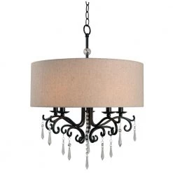 Lucille 5-Light Bronze Chandelier with Cotton Fabric Shade by Kenroy Home