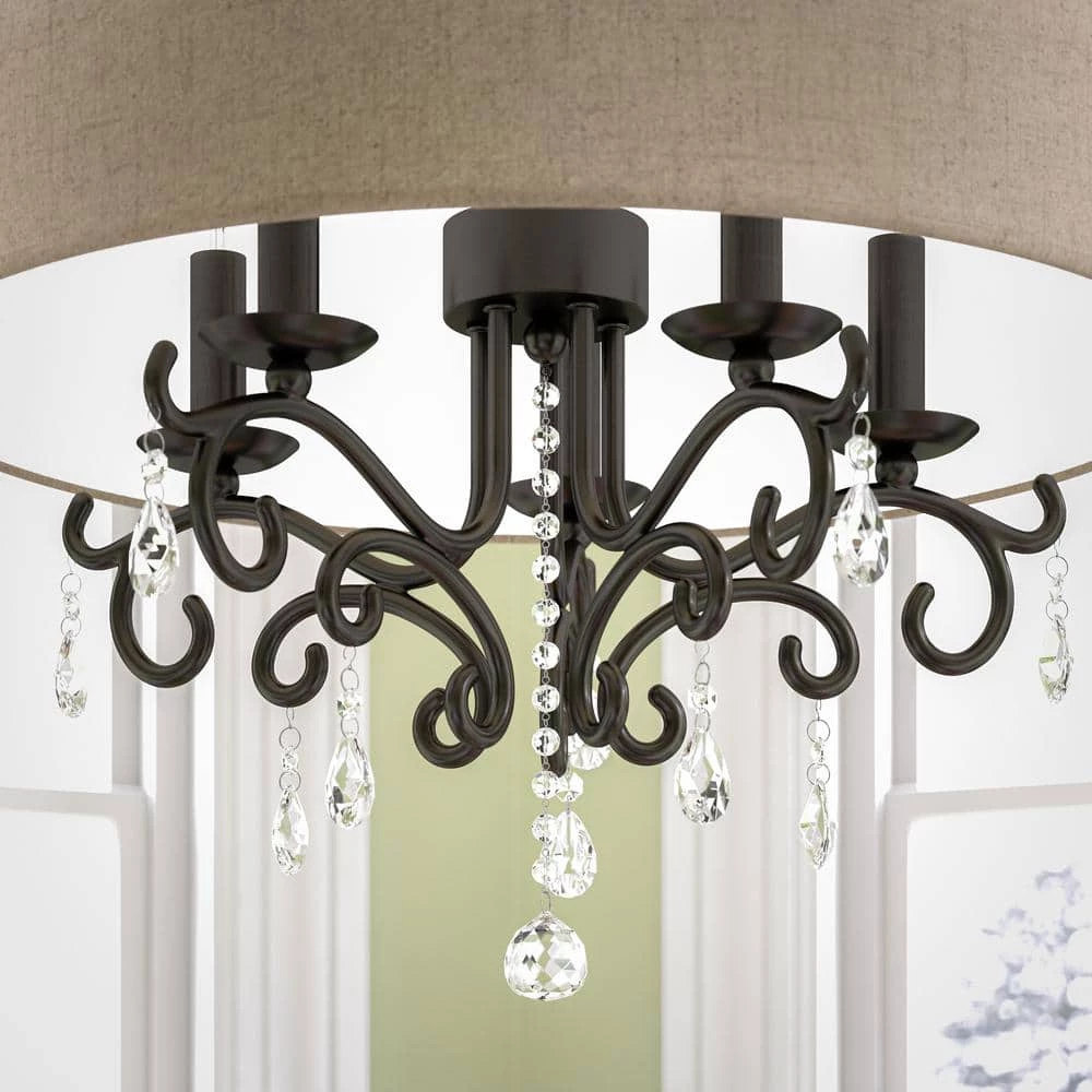 Lucille 5-Light Bronze Chandelier with Cotton Fabric Shade by Kenroy Home 8 Lucille 5-Light Bronze Chandelier with Cotton Fabric Shade by Kenroy Home - Image 6