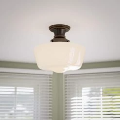 Cambridge 1-Light Bronze Flush Mount by Kenroy Home -Kenroy Home Sales blackened oil rubbed bronze kenroy home flush mount lights 93660orb 1f 1000