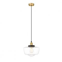 Sumaya 1-Light Brass and Black Mini Pendant with Glass Shade by OVE Decors
