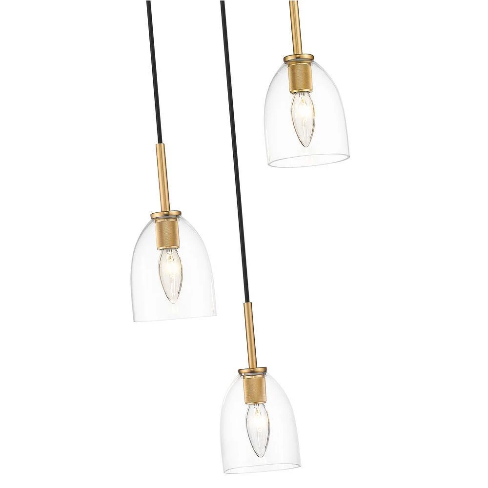 Vanessa 3-Light Brass Pendant with Glass Shade by OVE Decors 7 Vanessa 3-Light Brass Pendant with Glass Shade by OVE Decors - Image 5