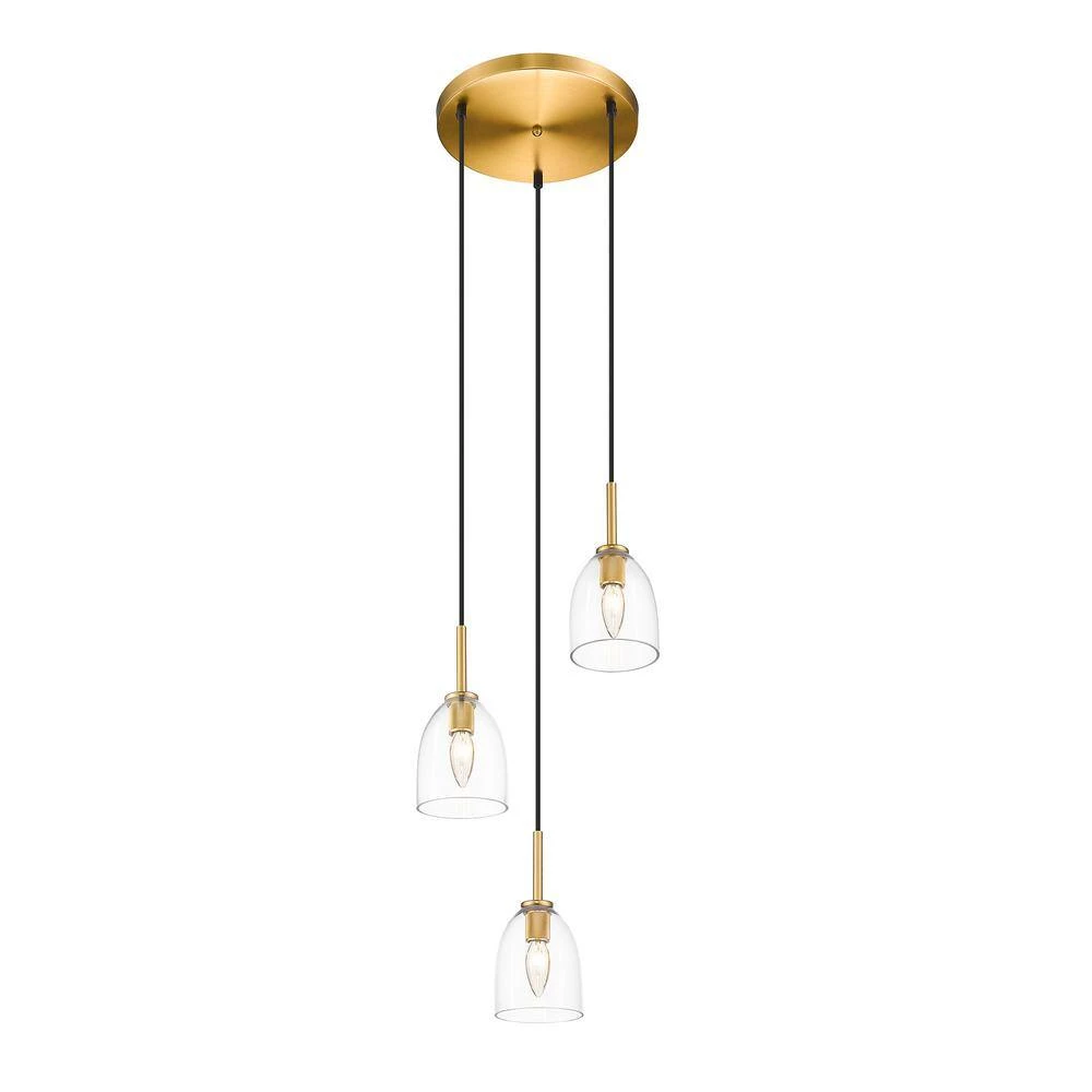 Vanessa 3-Light Brass Pendant with Glass Shade by OVE Decors 6 Vanessa 3-Light Brass Pendant with Glass Shade by OVE Decors - Image 4