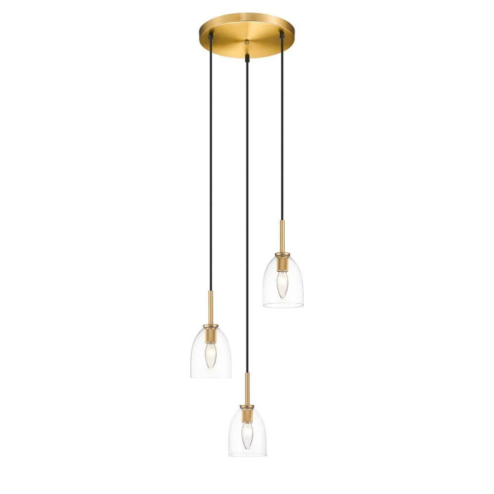 Vanessa 3-Light Brass Pendant with Glass Shade by OVE Decors 3 Vanessa 3-Light Brass Pendant with Glass Shade by OVE Decors