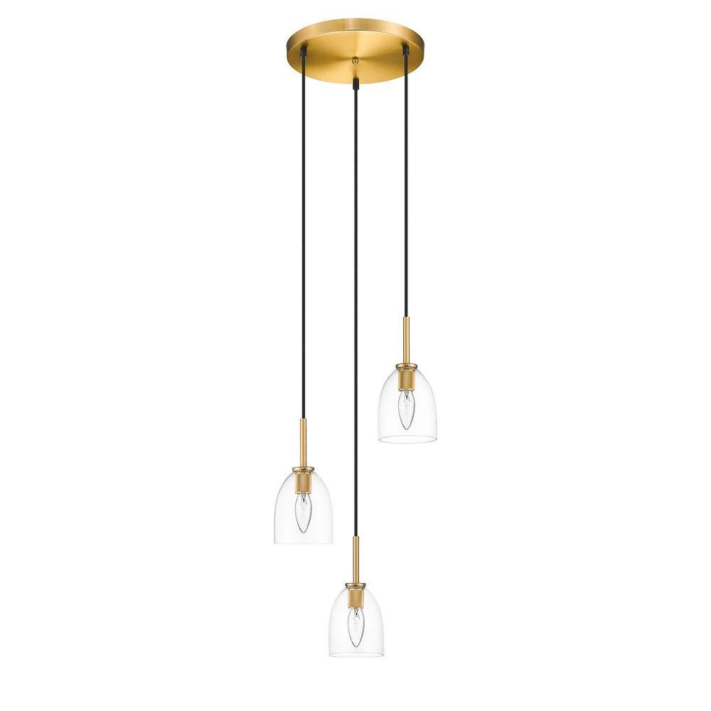 Vanessa 3-Light Brass Pendant with Glass Shade by OVE Decors 5 Vanessa 3-Light Brass Pendant with Glass Shade by OVE Decors - Image 3