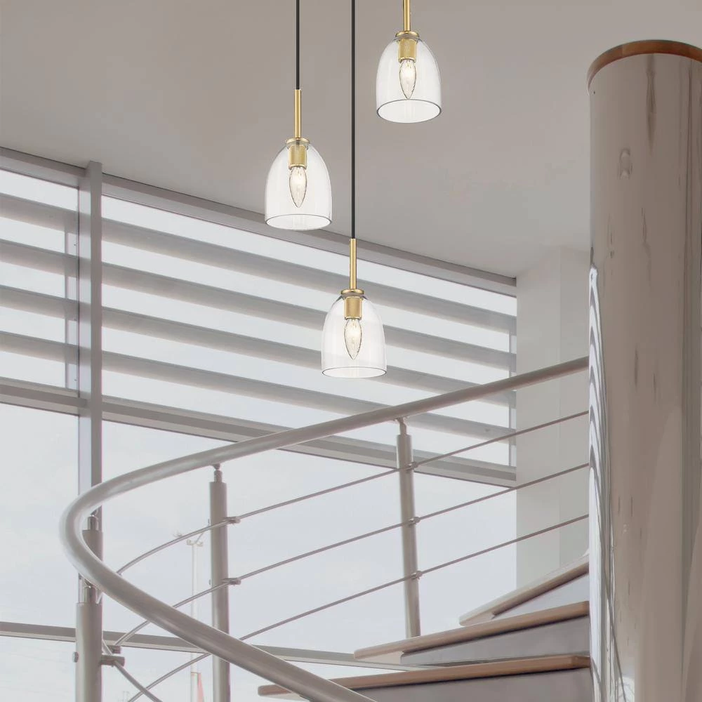 Vanessa 3-Light Brass Pendant with Glass Shade by OVE Decors 4 Vanessa 3-Light Brass Pendant with Glass Shade by OVE Decors - Image 2