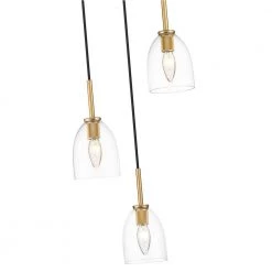 Romina 3-Light Brass Pendant with Glass Shade by OVE Decors -Kenroy Home Sales brass ove decors chandeliers romina p 3lt 1f 1000