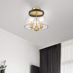 Romina 13 in. 3-Light Brass Semi-Flush Mount by OVE Decors -Kenroy Home Sales brass ove decors flush mount lights romina sf 3lt 31 1000