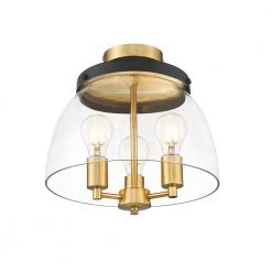 Romina 13 in. 3-Light Brass Semi-Flush Mount by OVE Decors -Kenroy Home Sales brass ove decors flush mount lights romina sf 3lt 4f 1000