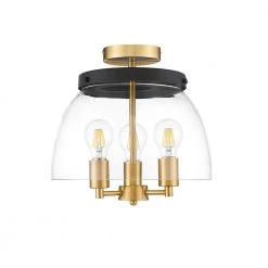 Romina 13 in. 3-Light Brass Semi-Flush Mount by OVE Decors -Kenroy Home Sales brass ove decors flush mount lights romina sf 3lt c3 1000