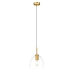 Romina 1-Light Brass Mini Pendant with Glass Shade by OVE Decors