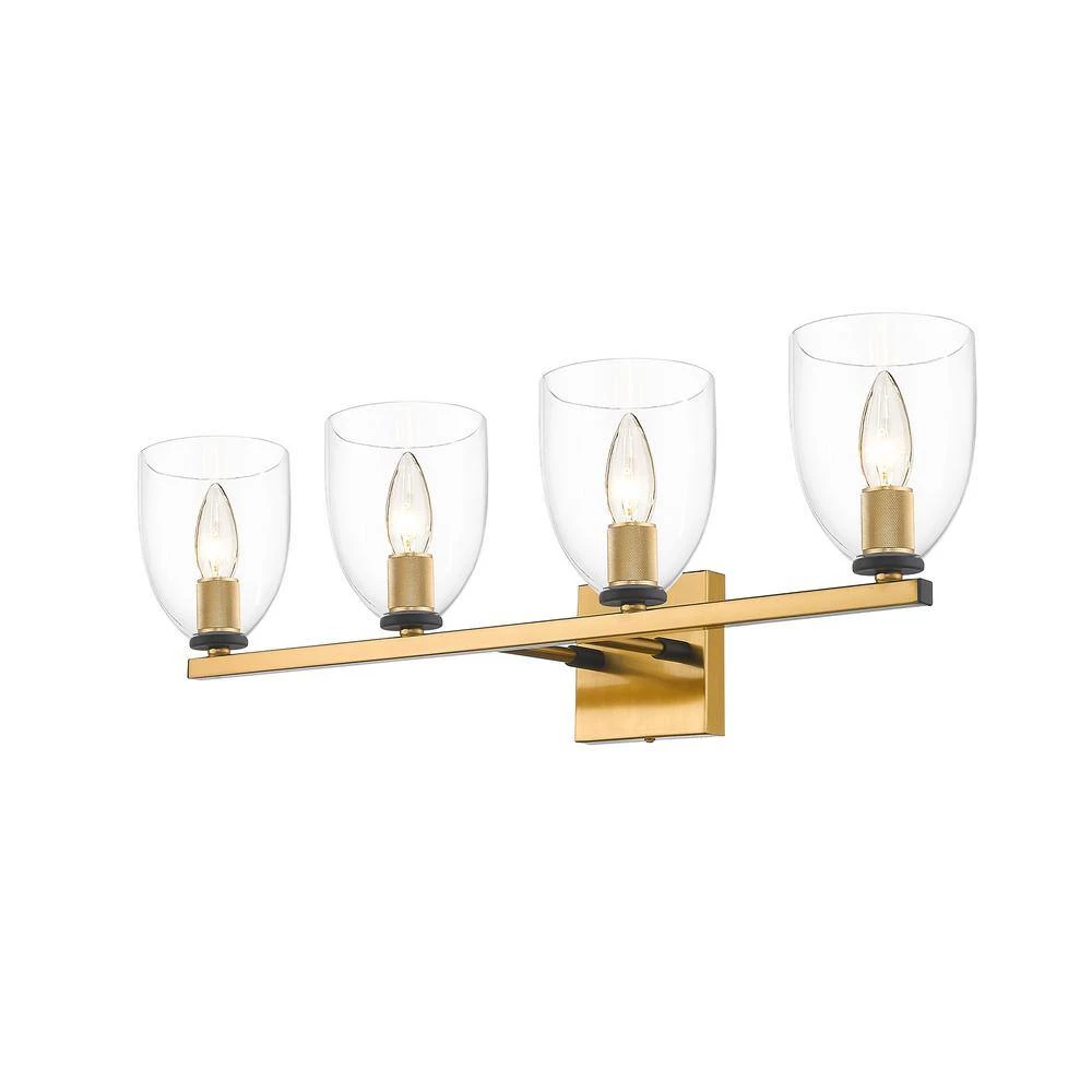 Romina 5 in. 4-Light Brass Vanity Light with Glass Shade by OVE Decors 7 Romina 5 in. 4-Light Brass Vanity Light with Glass Shade by OVE Decors - Image 5