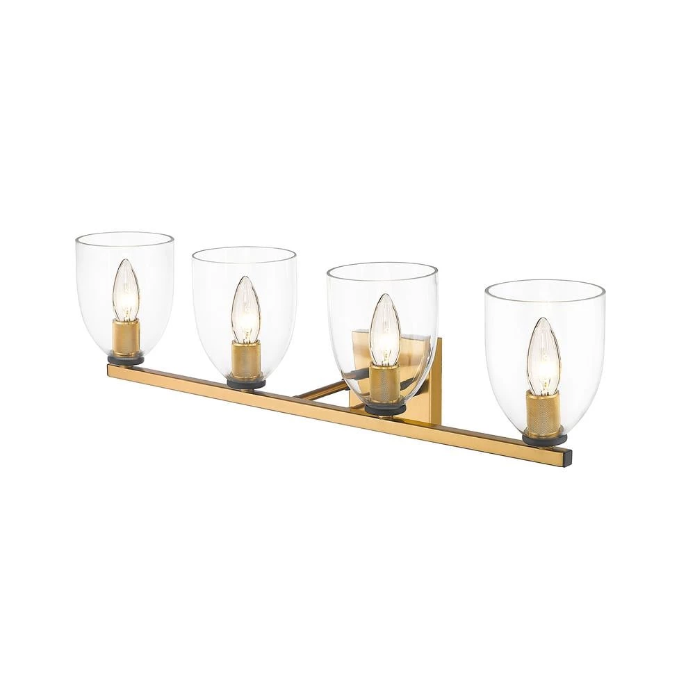 Romina 5 in. 4-Light Brass Vanity Light with Glass Shade by OVE Decors 6 Romina 5 in. 4-Light Brass Vanity Light with Glass Shade by OVE Decors - Image 4
