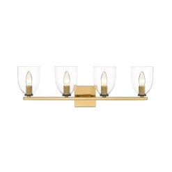 Romina 5 in. 4-Light Brass Vanity Light with Glass Shade by OVE Decors