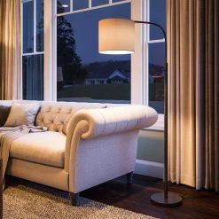 Bridgeton 63 in. Bronze Arc Floor Lamp WITH Tan Drum Shade by Kenroy Home -Kenroy Home Sales bronze finish kenroy home floor lamps 32846brz fa 1000