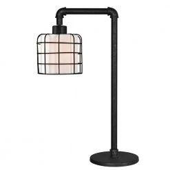 Alcatraz 25 in. Bronze Table Lamp with White Shade by Kenroy Home