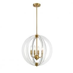 Isabelle 4-Light Plated Gold Brushed Gold Pendant by OVE Decors