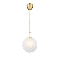 Atkin 1-Light Brushed Gold Globe Pendant Light with Frosted Glass Shade by OVE Decors -Kenroy Home Sales brushed gold ove decors chandeliers 15lpe atki10 lg 4f 1000