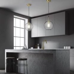 Manika 1-Light Brushed Gold Pendant with Clear Glass Shade by OVE Decors -Kenroy Home Sales brushed gold ove decors chandeliers 15lpe mani10 l 31 1000