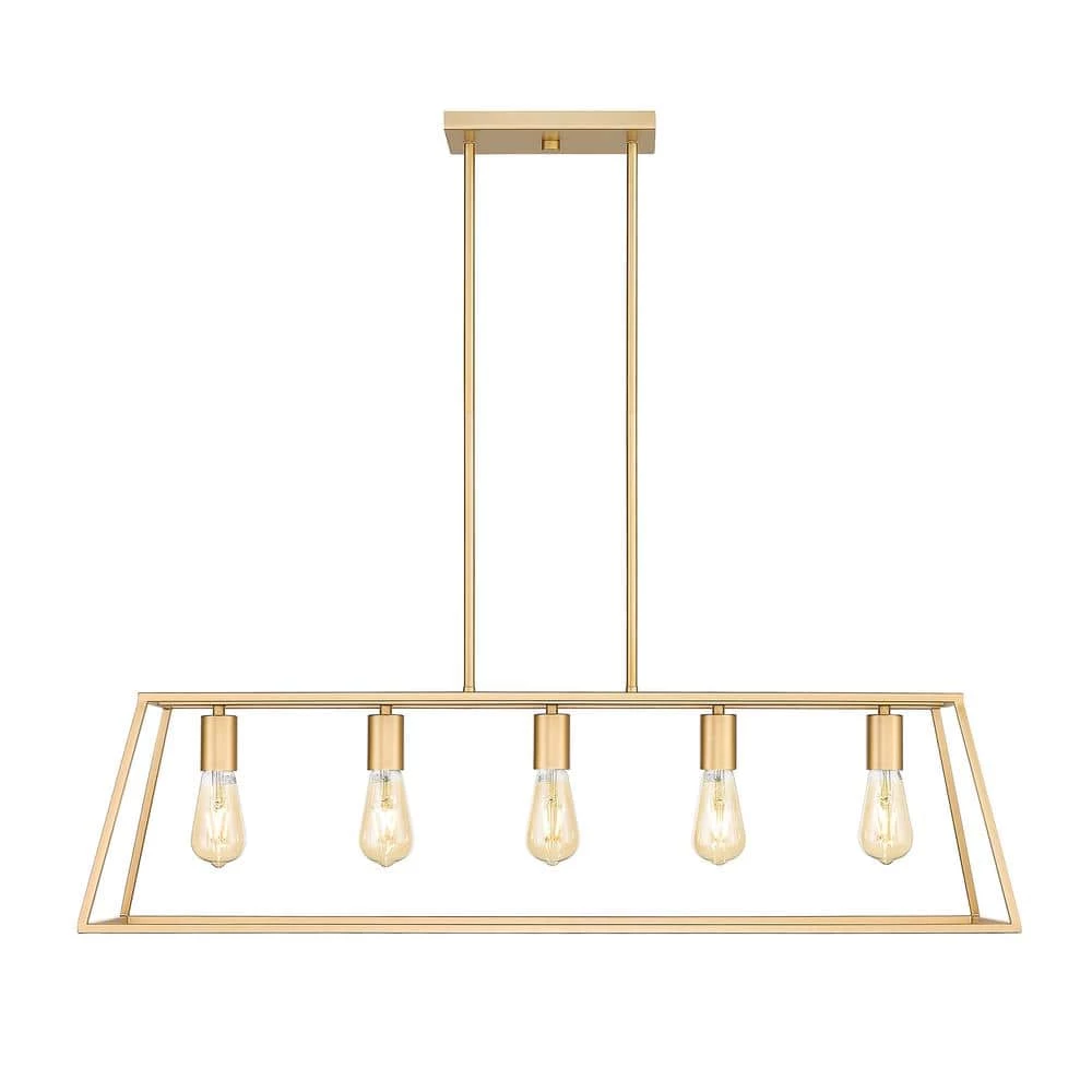 Adele 38 in. 5-Light Brushed Gold Painted Ceiling Pendant Light by OVE Decors 3 Adele 38 in. 5-Light Brushed Gold Painted Ceiling Pendant Light by OVE Decors