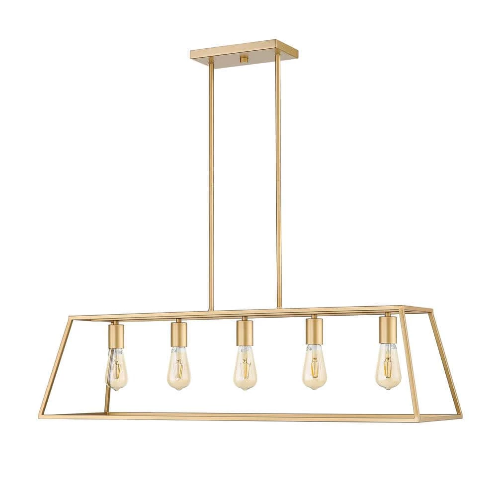Adele 38 in. 5-Light Brushed Gold Painted Ceiling Pendant Light by OVE Decors 6 Adele 38 in. 5-Light Brushed Gold Painted Ceiling Pendant Light by OVE Decors - Image 4