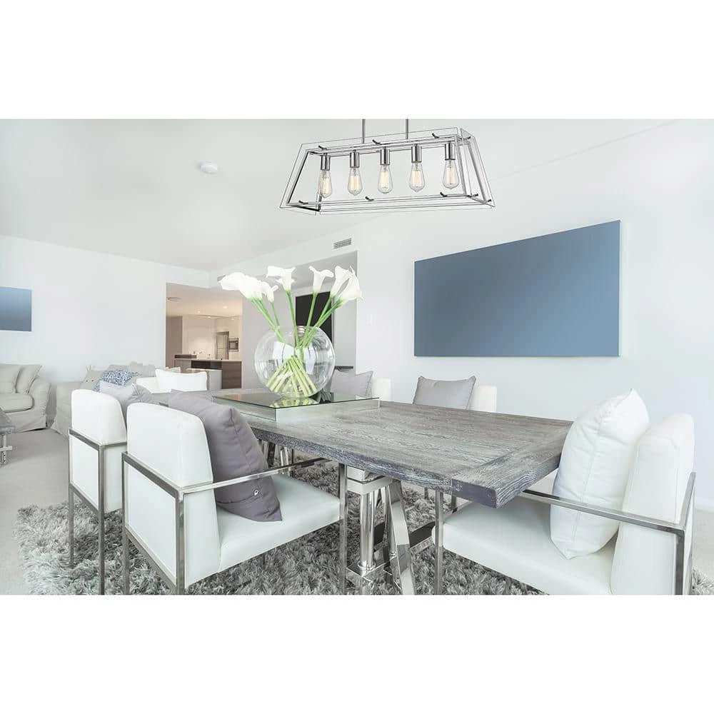 Evan V 5-Light Brushed Nickel Pendant by OVE Decors 4 Evan V 5-Light Brushed Nickel Pendant by OVE Decors - Image 2