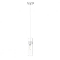 Ivy 1-Light Brushed Nickel Pendant with Clear Glass Shade by OVE Decors