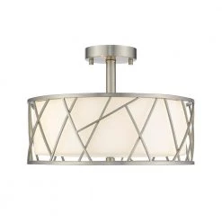 Alexandra 15 in. 3-Light Plated Brushed Nickel Semi-Flush Mount Light by OVE Decors