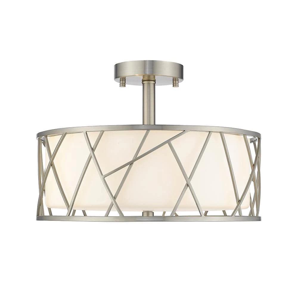 Alexandra 15 in. 3-Light Plated Brushed Nickel Semi-Flush Mount Light by OVE Decors 3 Alexandra 15 in. 3-Light Plated Brushed Nickel Semi-Flush Mount Light by OVE Decors
