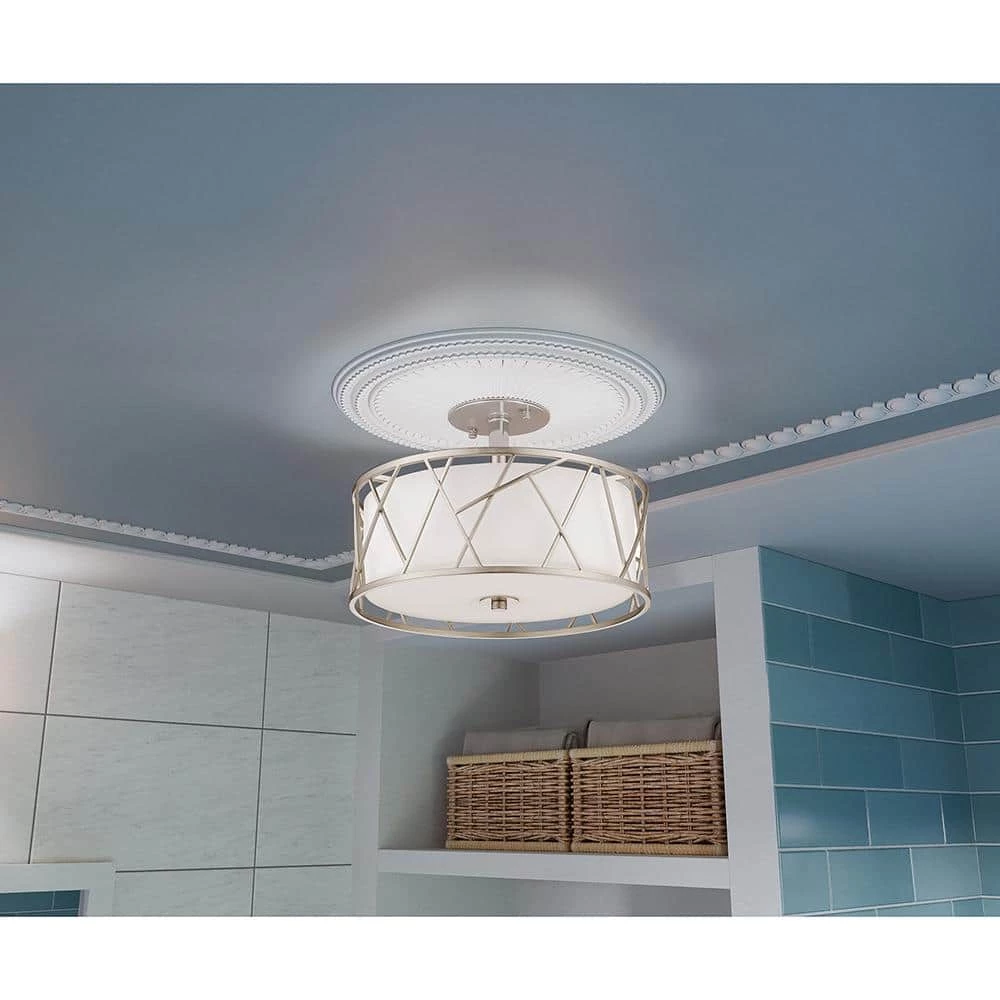 Alexandra 15 in. 3-Light Plated Brushed Nickel Semi-Flush Mount Light by OVE Decors 4 Alexandra 15 in. 3-Light Plated Brushed Nickel Semi-Flush Mount Light by OVE Decors - Image 2